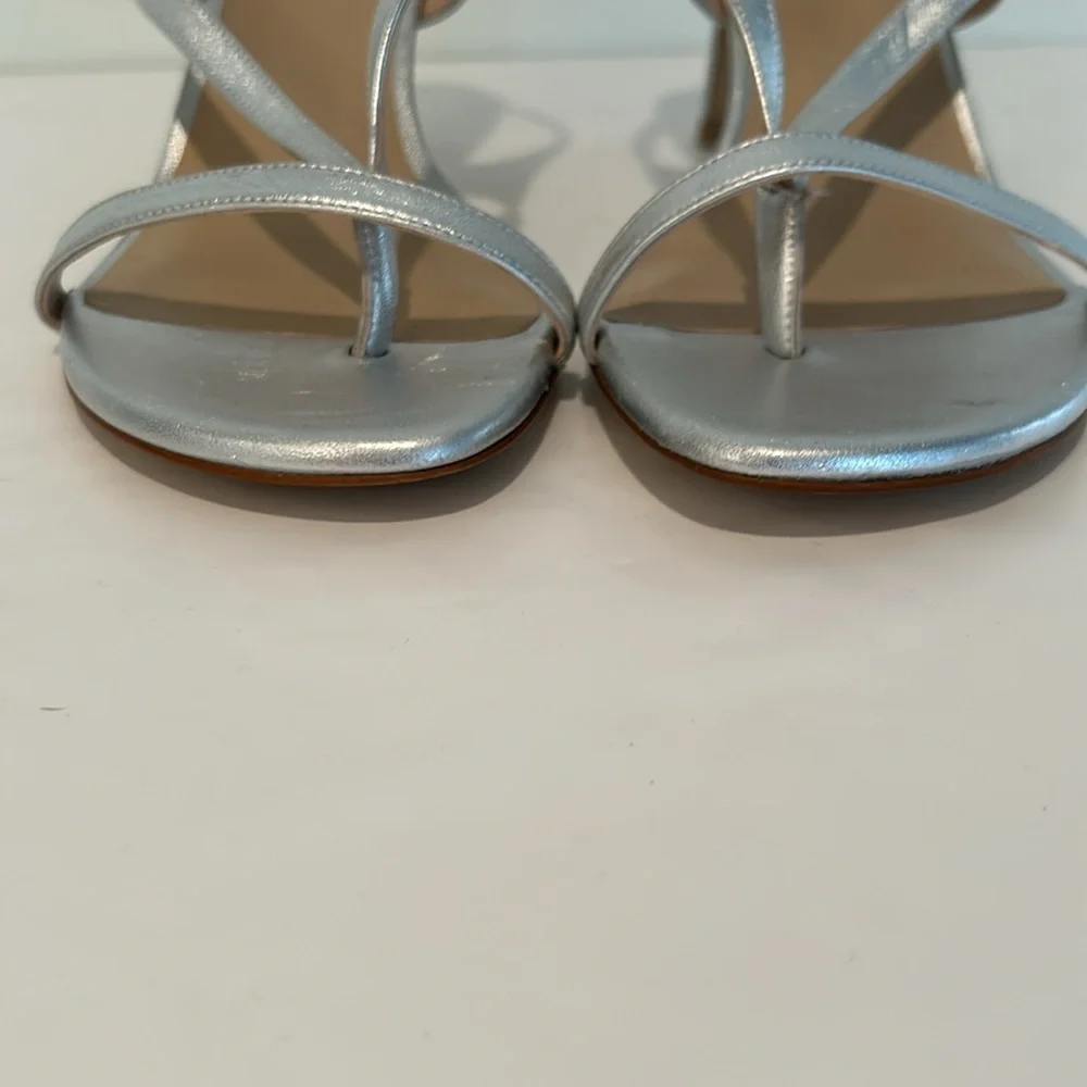 New Stuart Weitzman Silver Strappy Heels Size 9, Style code SB052. - Picture 6 of 9